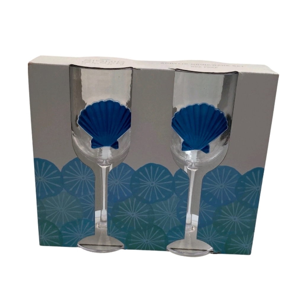 Sigrid Olsen Home Acrylic Blue Sea Shells Drinkware Set